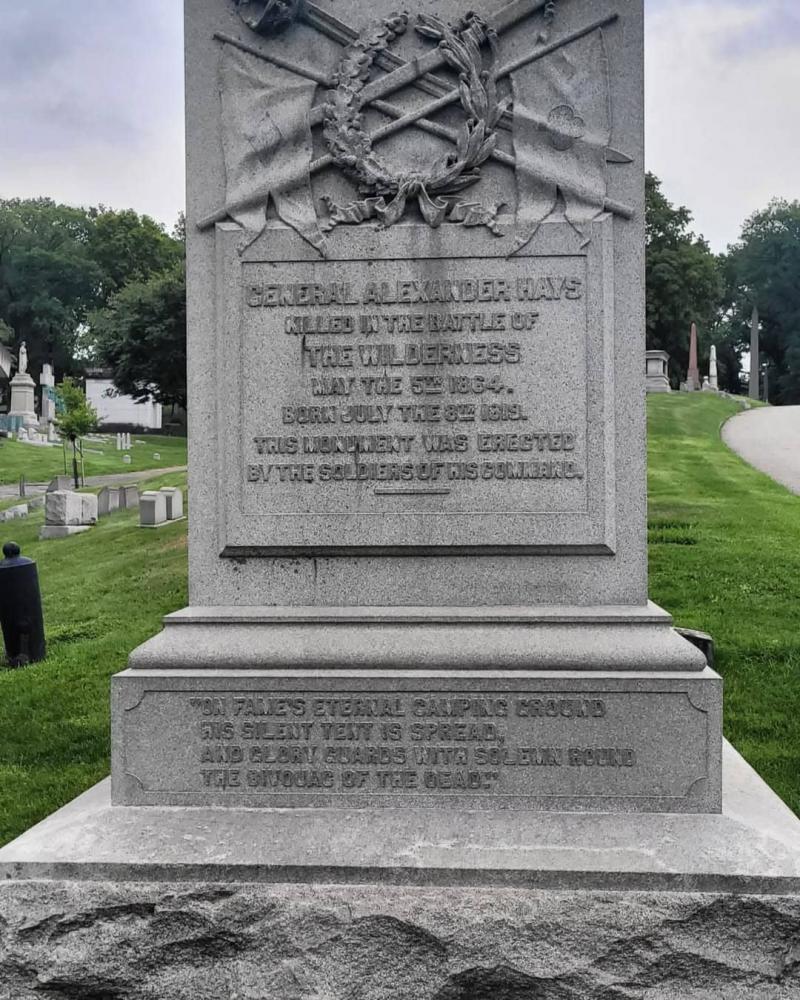 General Alexander Hays Memorial Inscriptions